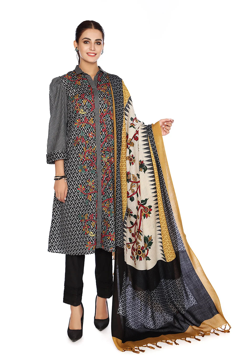 Nishat Winter Unstiched Khaddar 3 Piece - Printed Suit - 42105013-R