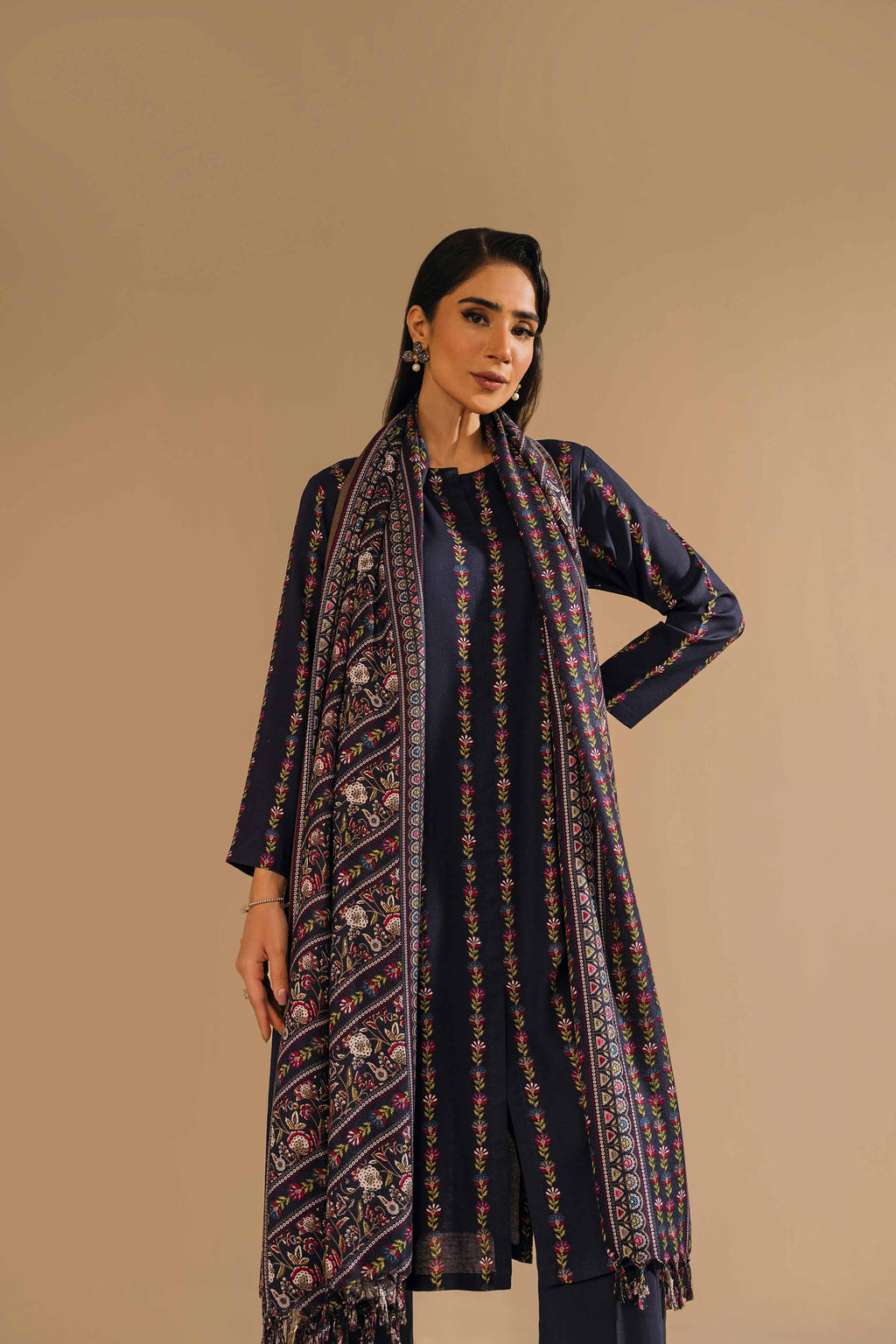 Nishat Winter Unstiched Khaddar 3 Piece - Printed Suit - 42303161-R