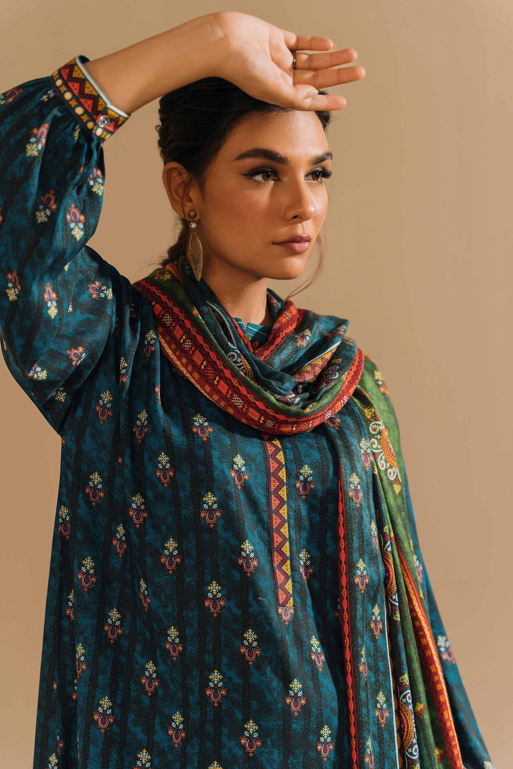 Nishat Winter Unstiched Khaddar 3 Piece - Printed Suit - 42303170-R